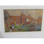 A. B. ELLIS, signed watercolour 1908, "The Courtyard Garden", 7" x 11"