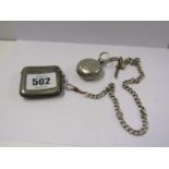 SILVER VESTA CASE, Sovereign holder & Albert Chain with plated T-bar & swivel