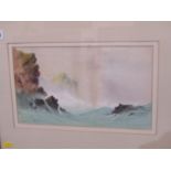 A. FLARENTE, signed watercolour "Breaking Waves", 7.5" x 13"