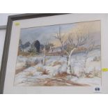 CONTEMPORARY ENGLISH SCHOOL, indistinctly signed watercolour "The Windmill in Winter Landscape",