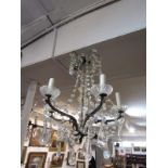 LIGHTING, Venetian style 5 branch glass droplet light fitting