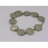 SILVER 10 CENTS COIN BRACELET