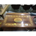 ANTIQUE MARQUETRY WRITING BOX, early 19th Century inlaid walnut writing slope with Napoleonic -