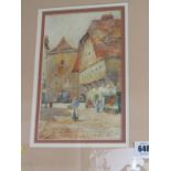 EDITH SHARPE, signed watercolour dated 1920, "Brittany Street Scene", 9.5" x 5.5"