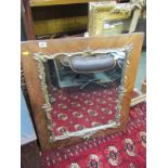 ANTIQUE MIRROR, gilt foliate surround rectangular wall mirror, 27" x 32"