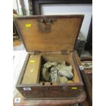 FOSSILS, treasure box containing fossil and mineral samples