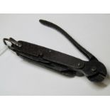 WWII SURVIAL KNIFE, WWII English fighter pilot survival knife with integral wire cutters, saw and