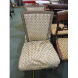 FRENCH DESIGN BEDROOM CHAIRS, pair of floral upholstered bedroom chairs with feather cushions