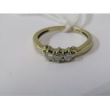 9CT YELLOW GOLD 3 STONE DIAMOND RING, total diamond weight of 0.25ct, stamped in shank, size L/M