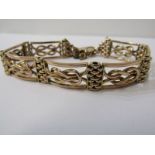 9ct YELLOW GOLD FANCY CELTIC KNOT ROSE GOLD BRACELET, with heart padlock clasp, approx 15.4 grms