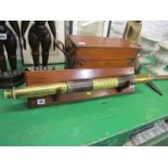 MARITIME, 19th Century leather cased single draw telescope with applied flags and pendants panel and