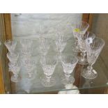 WATERFORD, collection of cut glass tableware of graduated goblets and sherries