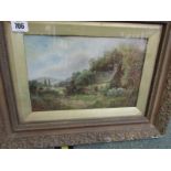 J. RAYMOND, signed oil painting "Country Cottage", 7.5" x 11"