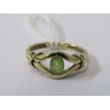 9CT YELLOW GOLD PERIDOT SOLITAIRE RING, size L/M
