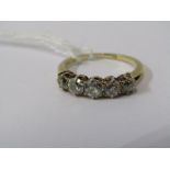 18ct YELLOW GOLD 5 STONE DIAMOND RING, bright well matched diamonds totalling 0.75ct, set in 18ct