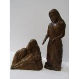 SCULPTURES, carved wooden sculpture by B Underwood "Christ", 10" height; also similar sculpture "