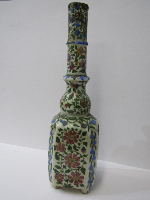 PERSIAN LAMP BASE, square base 15.5" height lamp base decorated with flowering shrubs - Image 2 of 6