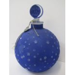 LALIQUE GLASS, an impressive "Dans La Nuit" pattern spherical perfume flask with original Worth