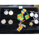 VARIOUS WAR MEDALS, 2 x WWI pairs, one to SPR TH Hinds R.E another pair to Cpt F Waller, also 2 WWII