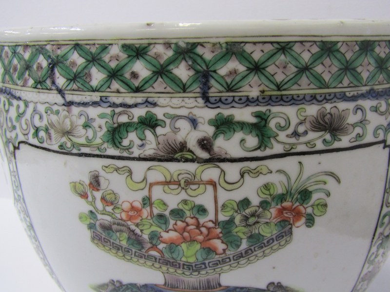 ORIENTAL CERAMICS, 19th Century Chinese famille verte jardiniere, decorated with three panels of - Image 4 of 16