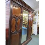 MAPLES - STYLE MIRRORED DOUBLE WARDROBE, blind fretwork decoration with ornate panelled doors, 72"