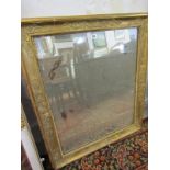 ANTIQUE WALL MIRROR, gilt rectangular mirror with relief floral decoration (needs restoration),