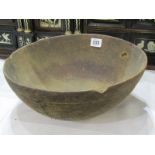 TREEN, Ethnic carved circular fruit bowl, 12" diameter (some damage)
