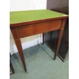 OCCASIONAL TABLE, inlaid mahogany baize top occasional table, tapering square section legs with