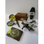 TRENCH ART, Model of Bi-plane, novelty coffin shaped snuff box, pocket compass, mauchline box etc