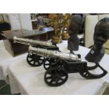MILITARY, pair of quality cast iron & brass model cannons, barrel length 11"