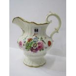 EARLY VICTORIAN COMMEMORATIVE JUG, Coalport style floral painted 8" jug detailed "John Jones 1841"