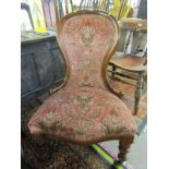 VICTORIAN NURSING CHAIR, mahogany spoonback and serpentine fronted nursing chair with original