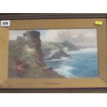 JOHN SHAPLAND, signed watercolour "West Country Headlands", 7" x 12"