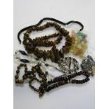 COSTUME JEWELLERY, large selection beads, amber and agate, etc