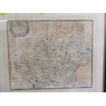 EARLY MAP, Robert Morden hand coloured map of "Hertfordshire" early 1700's
