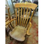 COOPERS ARMCHAIR, Edwardian shaped back Coopers armchair with H stretcher