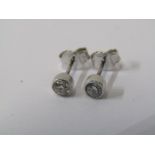 PAIR OF 18ct WHITE GOLD DIAMOND STUD EARRINGS, well matched bezel set diamonds, approx 0.4ct total
