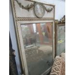 ANTIQUE PIER GLASS, Morland inset pictorial plaque with floral swag design, 55" height 31" width