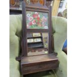 EDWARDIAN MIRROR BACK CANDLE BOX, decorative floral panel and carved box front, 28" height