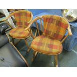 ERCOL, child size pair of low back rocking armchairs