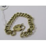 HEAVYWEIGHT 9ct gold curblink bracelet with heart padlock clasp, approx 45 grams