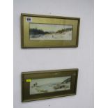 WINTER SCENES, pair of un-signed panoramic watercolours "Winter Landscapes", 3" x 9"