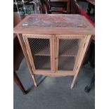 CONTINENTAL MARBLE TOPPED CABINET, twin door base with wire mesh grill, 21" width