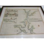 EARLY MAP, hand coloured early 18th Century engraved map "Falmouth & Estuary" by Captain