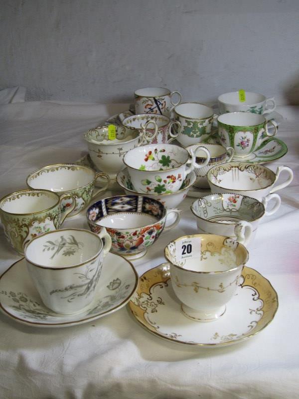 19TH CENTURY TEAWARE, a good collection of English porcelain teaware including, Copeland and