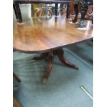 REGENCY DESIGN BREAKFAST TABLE, square tilt top table on 4 scroll legs with brass claw castors,