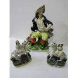 STAFFORDSHIRE POTTERY, pair of 19th Century Zebra and Child groups, 6" height (some defects) and