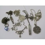 SILVER ITEMS, including pendants, chains etc