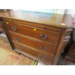 GENTLEMAN'S CHEST, mahogany triple drawer chest with brushing slide and carved canted corners, 382