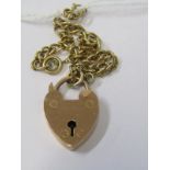 9ct YELLOW GOLD BRACELET WITH 9ct ROSE GOLD HEART SHAPE PADLOCK, Approx 7.2 grms in weight